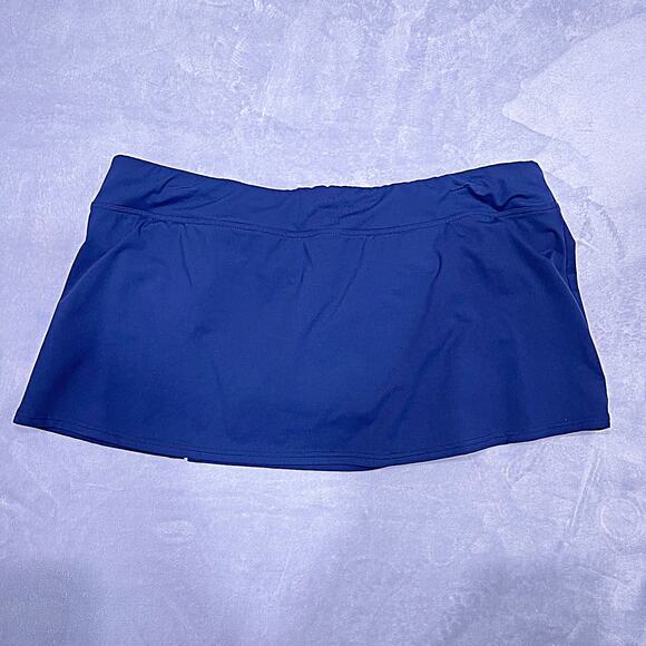 LANDS END Tummy Control Swim Skirt Blue Built In Liner Modest Womens 14 - Picture 3 of 6